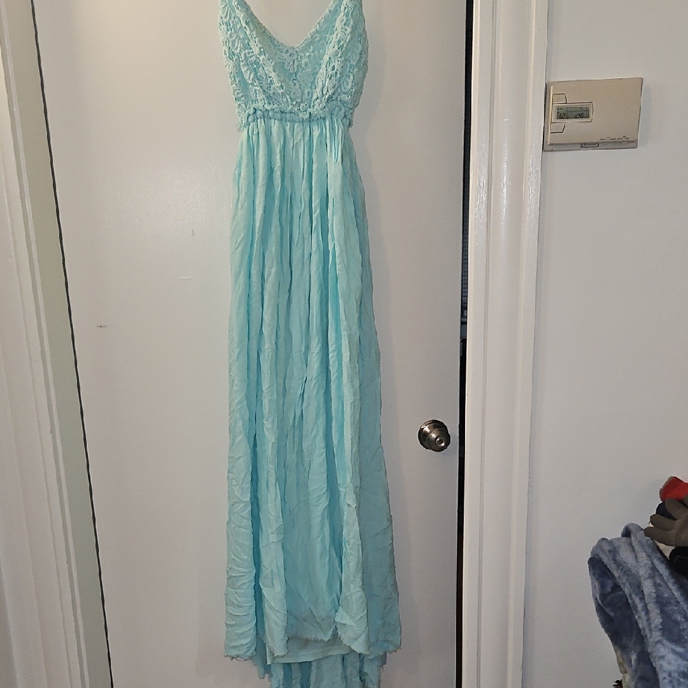 Elegant Light Blue Floor Length Gown